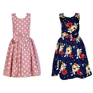 casual frock for baby girlsblue printed and olive printedpack of 2