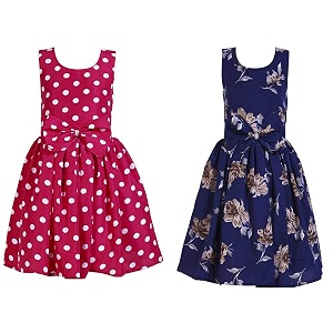 casual frock for baby girlsblue printed and olive printedpack of 2