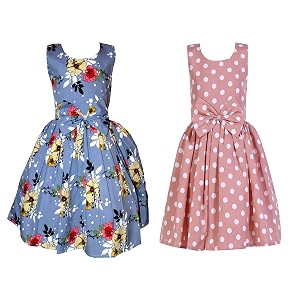 casual frock for baby girlsblue printed and olive printedpack of 2
