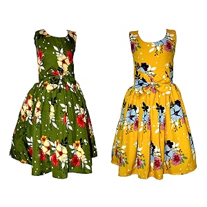 casual frock for baby girlsblue printed and olive printedpack of 2