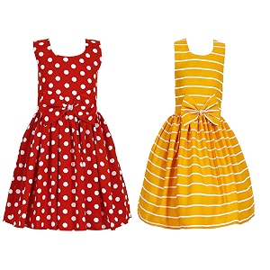 casual frock for baby girlsblue printed and olive printedpack of 2