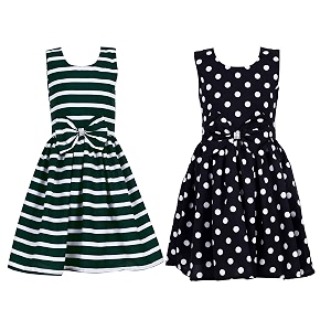casual frock for baby girlsblue printed and olive printedpack of 2