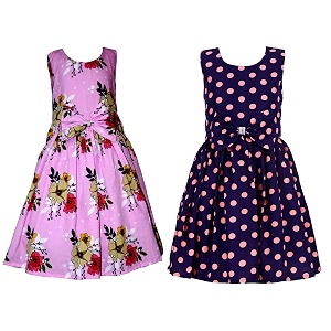 casual frock for baby girlsblue printed and olive printedpack of 2