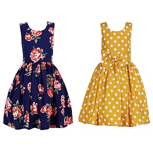 casual frock for baby girlsblue printed and olive printedpack of 2