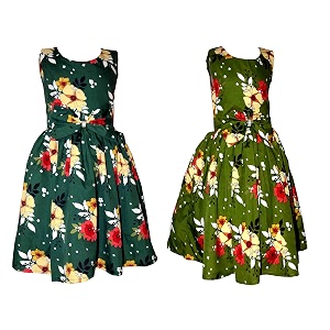 casual frock for baby girlsblue printed and olive printedpack of 2