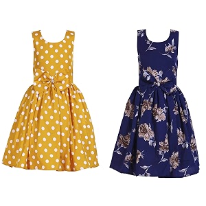 casual frock for baby girlsblue printed and olive printedpack of 2