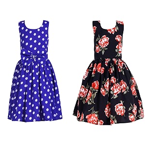 casual frock for baby girlsblue printed and olive printedpack of 2