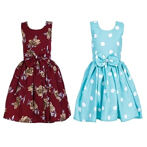 casual frock for baby girlsblue printed and olive printedpack of 2