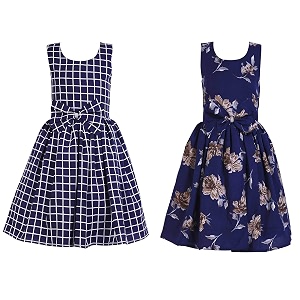 casual frock for baby girlsblue printed and olive printedpack of 2
