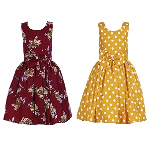 casual frock for baby girlsblue printed and olive printedpack of 2