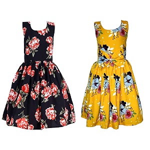 casual frock for baby girlsblue printed and olive printedpack of 2