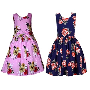 casual frock for baby girlsblue printed and olive printedpack of 2