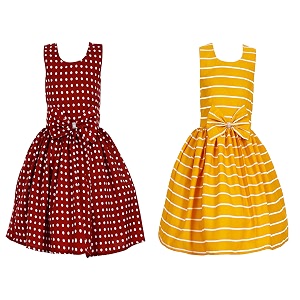casual frock for baby girlsblue printed and olive printedpack of 2