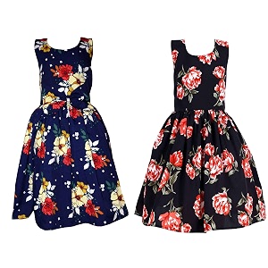 casual frock for baby girlsblue printed and olive printedpack of 2