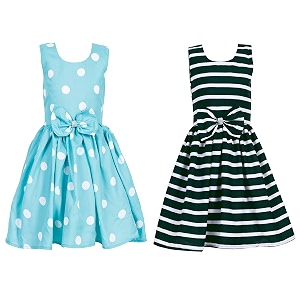 casual frock for baby girlsblue printed and olive printedpack of 2