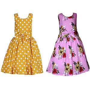 casual frock for baby girlsblue printed and olive printedpack of 2