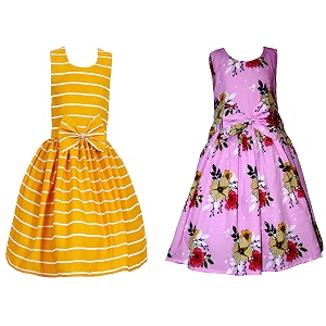 casual frock for baby girlsblue printed and olive printedpack of 2