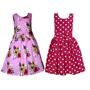 casual frock for baby girlsblue printed and olive printedpack of 2