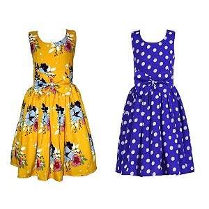 casual frock for baby girlsblue printed and olive printedpack of 2