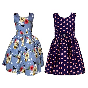 casual frock for baby girlsblue printed and olive printedpack of 2