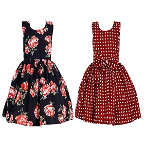 casual frock for baby girlsblue printed and olive printedpack of 2