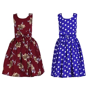 casual frock for baby girlsblue printed and olive printedpack of 2