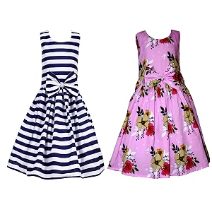 casual frock for baby girlsblue printed and olive printedpack of 2