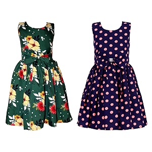 casual frock for baby girlsblue printed and olive printedpack of 2