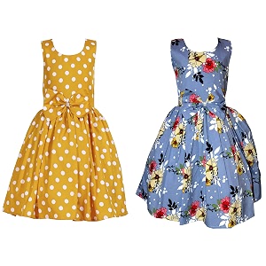 casual frock for baby girlsblue printed and olive printedpack of 2