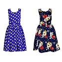 Casual Frock for Baby Girls,Blue Printed and Olive Printed,Pack of 2