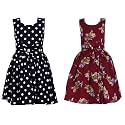 Casual Frock for Baby Girls,Blue Printed and Olive Printed,Pack of 2