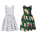 Casual Frock for Baby Girls,Blue Printed and Olive Printed,Pack of 2