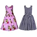 Casual Frock for Baby Girls,Blue Printed and Olive Printed,Pack of 2