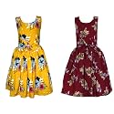 Casual Frock for Baby Girls,Blue Printed and Olive Printed,Pack of 2