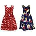 Casual Frock for Baby Girls,Blue Printed and Olive Printed,Pack of 2
