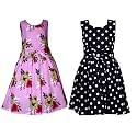 Casual Frock for Baby Girls,Blue Printed and Olive Printed,Pack of 2