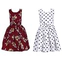 Casual Frock for Baby Girls,Blue Printed and Olive Printed,Pack of 2