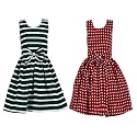 Casual Frock for Baby Girls,Blue Printed and Olive Printed,Pack of 2