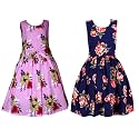 Casual Frock for Baby Girls,Blue Printed and Olive Printed,Pack of 2