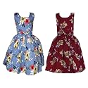 Casual Frock for Baby Girls,Blue Printed and Olive Printed,Pack of 2