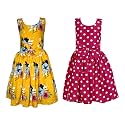 Casual Frock for Baby Girls,Blue Printed and Olive Printed,Pack of 2