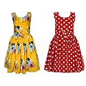 Casual Frock for Baby Girls,Blue Printed and Olive Printed,Pack of 2