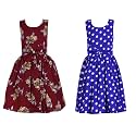 Casual Frock for Baby Girls,Blue Printed and Olive Printed,Pack of 2