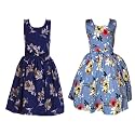 Casual Frock for Baby Girls,Blue Printed and Olive Printed,Pack of 2