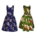 Casual Frock for Baby Girls,Blue Printed and Olive Printed,Pack of 2