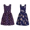 Casual Frock for Baby Girls,Blue Printed and Olive Printed,Pack of 2