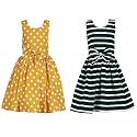 Casual Frock for Baby Girls,Blue Printed and Olive Printed,Pack of 2