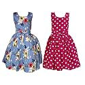 Casual Frock for Baby Girls,Blue Printed and Olive Printed,Pack of 2