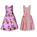 Casual Frock for Baby Girls,Blue Printed and Olive Printed,Pack of 2
