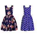Casual Frock for Baby Girls,Blue Printed and Olive Printed,Pack of 2